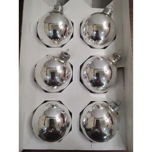 Vintage Rauch Silver Glass Ball Christmas Ornament Lot Of 6